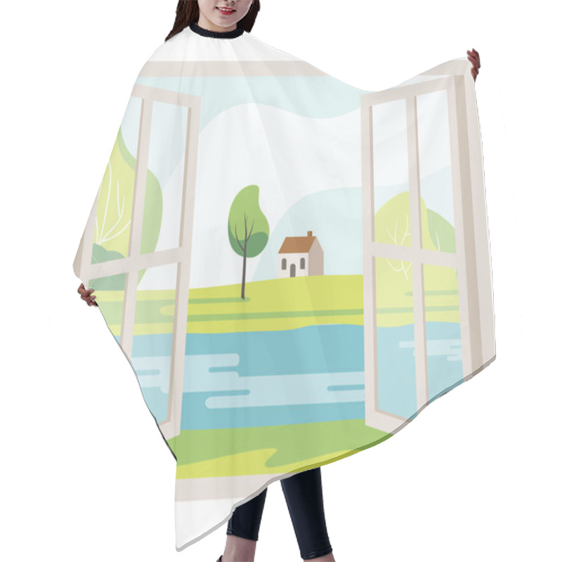 Personality  Open Window With A Landscape View Hair Cutting Cape