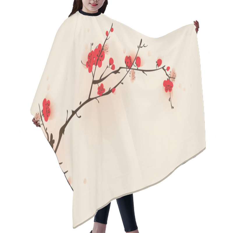 Personality  Blossoming Plum Branch Hair Cutting Cape