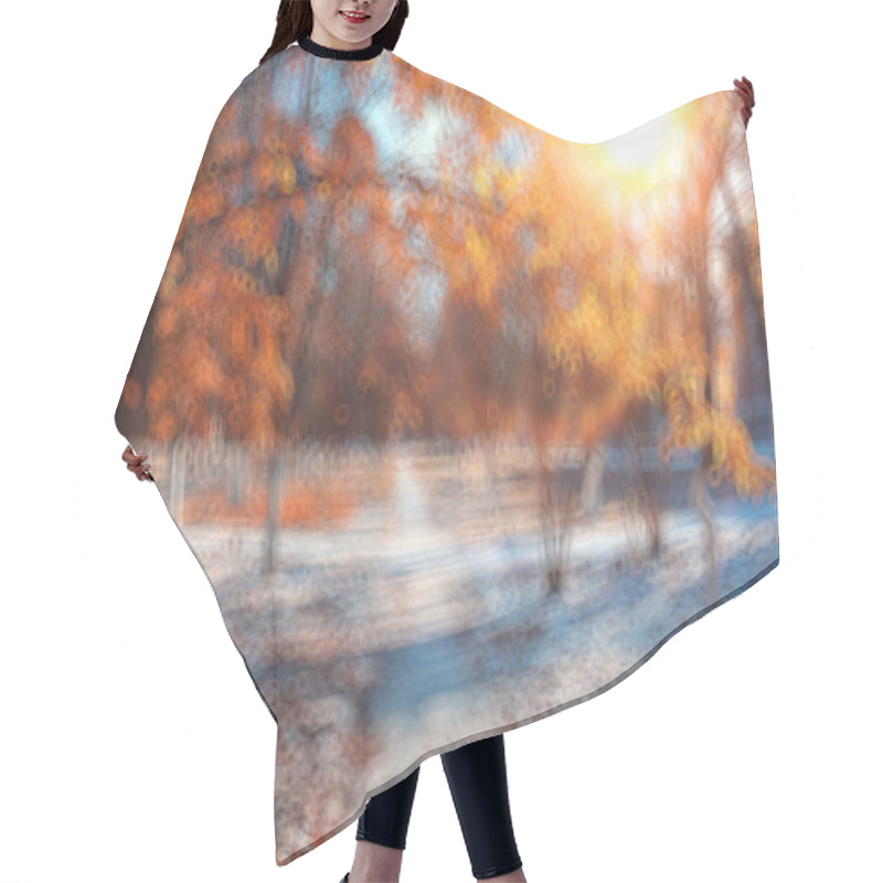 Personality  Autumn Park Background Hair Cutting Cape