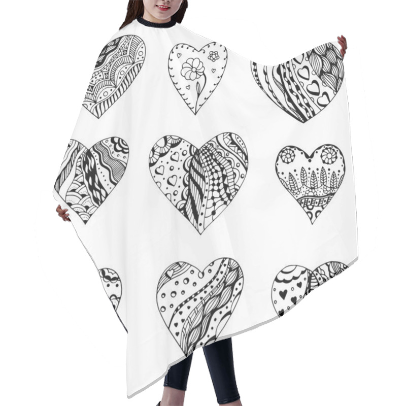 Personality  Zentangle Style Hearts Hair Cutting Cape