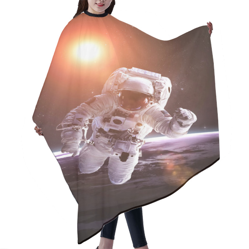 Personality  Astronaut In Outer Space Against The Backdrop Of The Planet Hair Cutting Cape