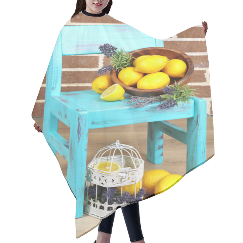 Personality  Still Life With Fresh Lemons And Lavender Hair Cutting Cape