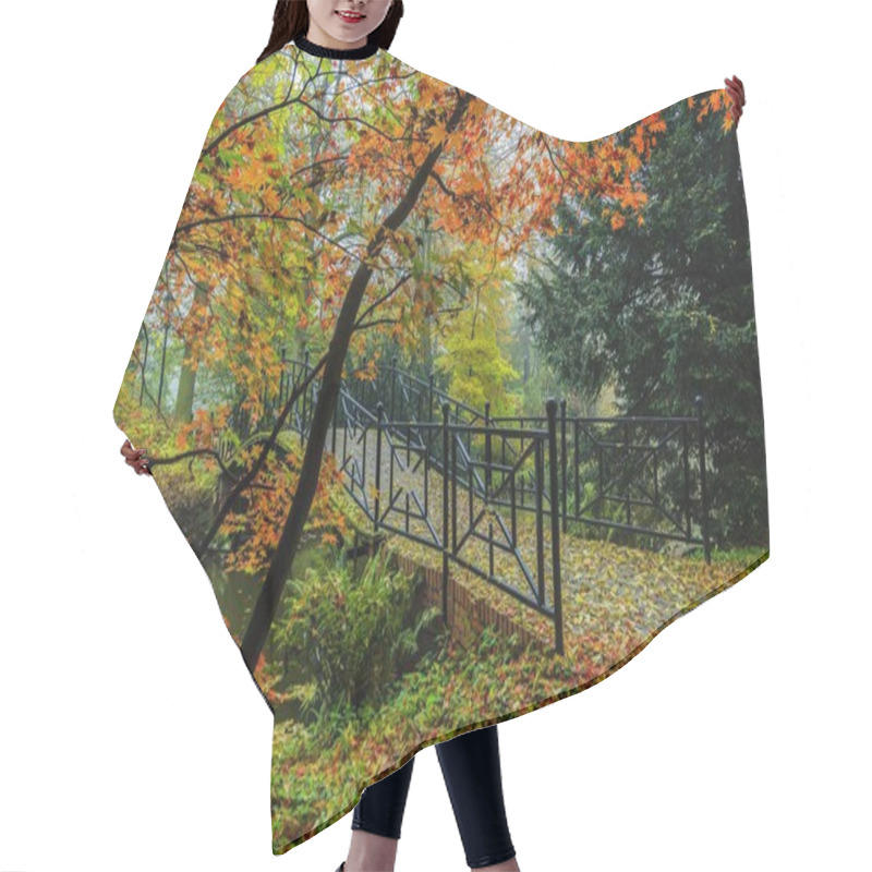 Personality  Scenic View Of Misty Autumn Landscape With Beautiful Old Bridge  Hair Cutting Cape