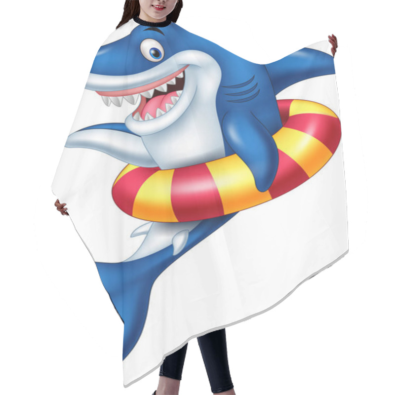 Personality  Cartoon Shark With Inflatable Ring Hair Cutting Cape