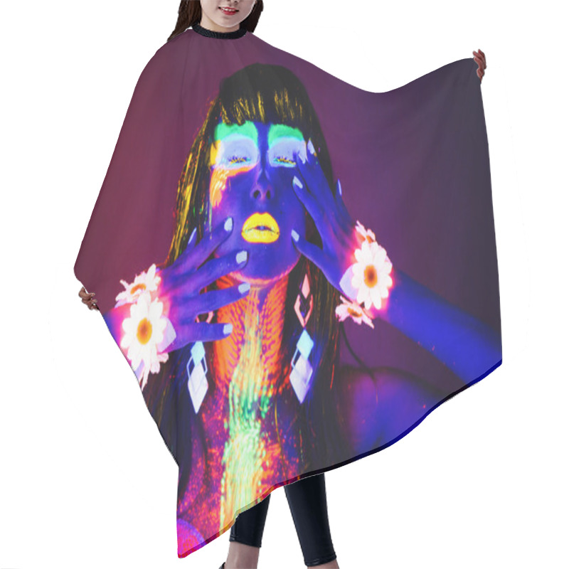 Personality  Girl Neon Light Hair Cutting Cape