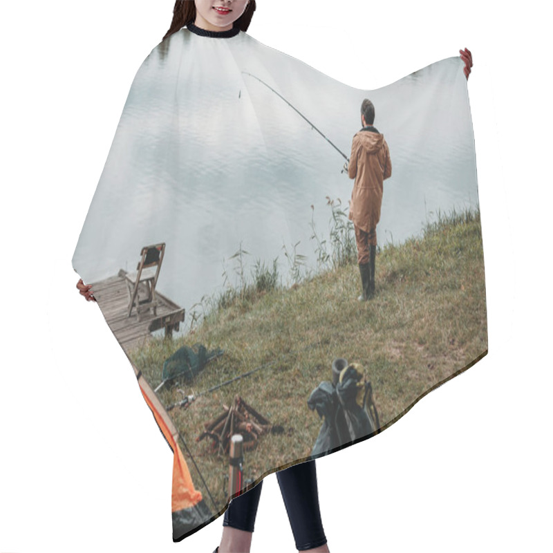 Personality  Fisherman Fishing With Rod Hair Cutting Cape