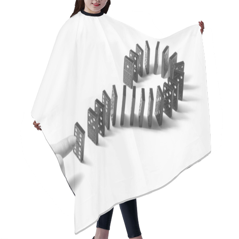 Personality  Dominoe With Hand Isolated On White Hair Cutting Cape