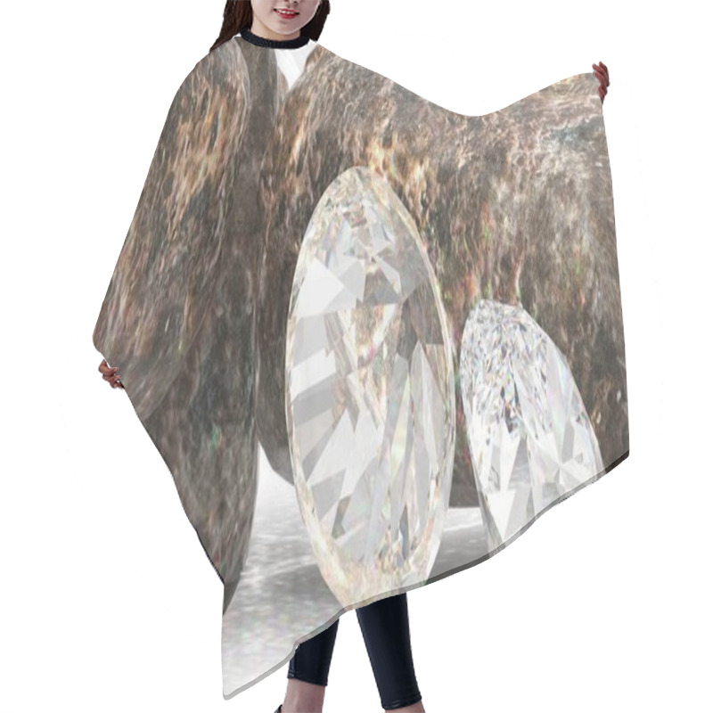 Personality  Brilliant Diamonds And Rocky Boulders 3d Illustration Hair Cutting Cape