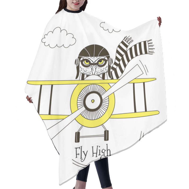 Personality  Owl Pilot Flying On Plane Hair Cutting Cape