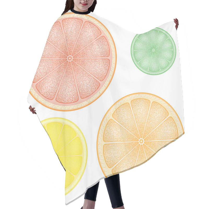 Personality  Set Of Citrus In The Slice Orange Lemon Lime Grapefruit Hair Cutting Cape