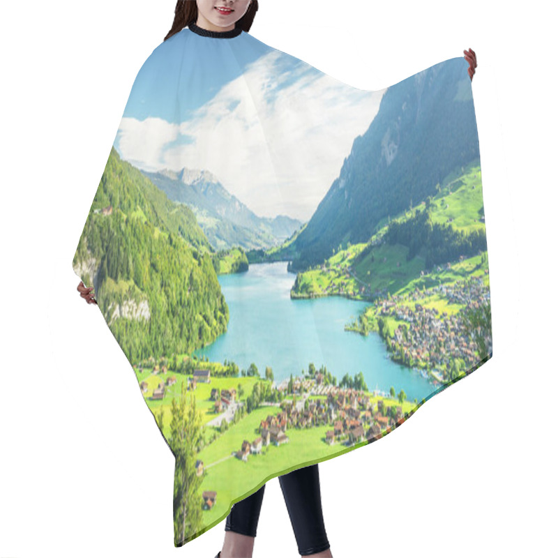 Personality  Aerial View On Lungernsee Lake, Switzerland, Europe Hair Cutting Cape