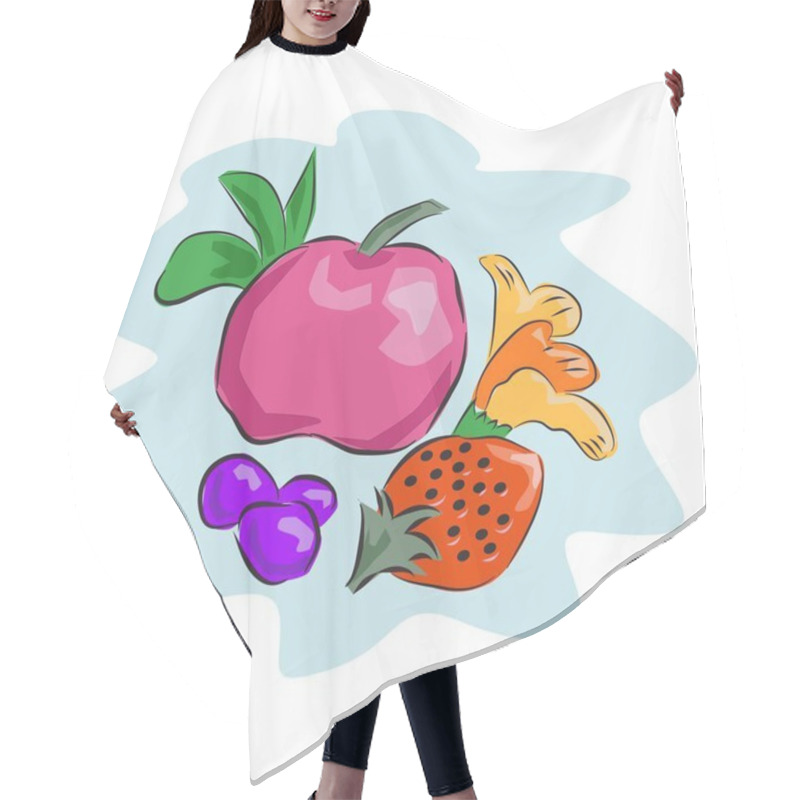 Personality  Fruits And Flowers Vector Illustration Hair Cutting Cape