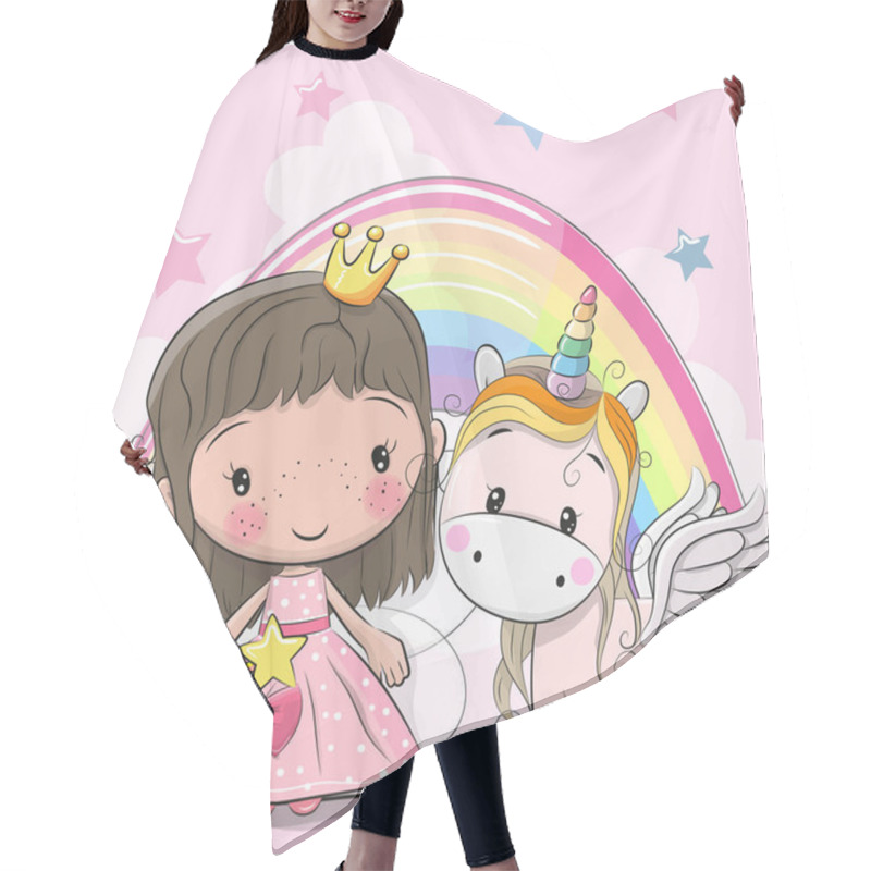 Personality  Greeting Card With Fairy Tale Princess And Unicorn Hair Cutting Cape