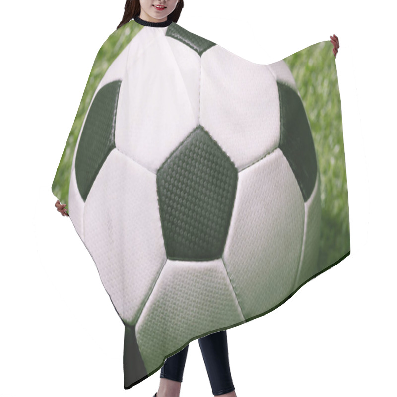 Personality  Soccer Ball On Green Football Pitch Hair Cutting Cape