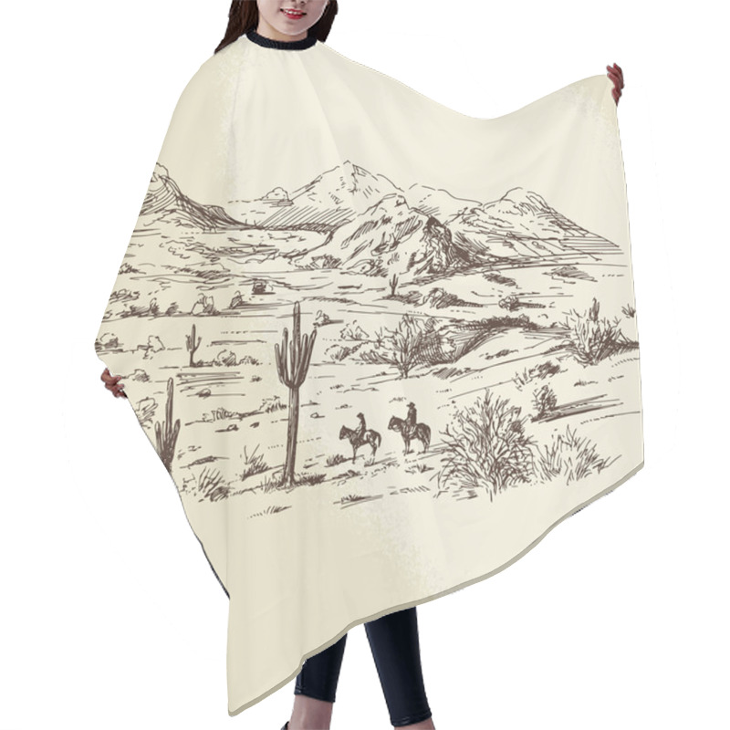 Personality  Wild West - Hand Drawn Illustration Hair Cutting Cape