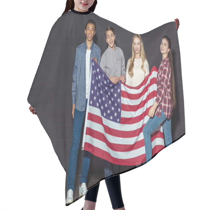 Personality  American Teens With Usa Flag Hair Cutting Cape