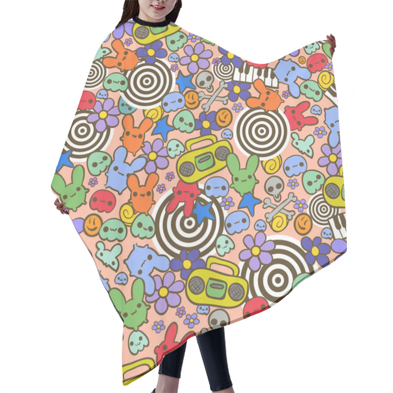 Personality  Hand Drawn Funny Seamless Pattern Hair Cutting Cape