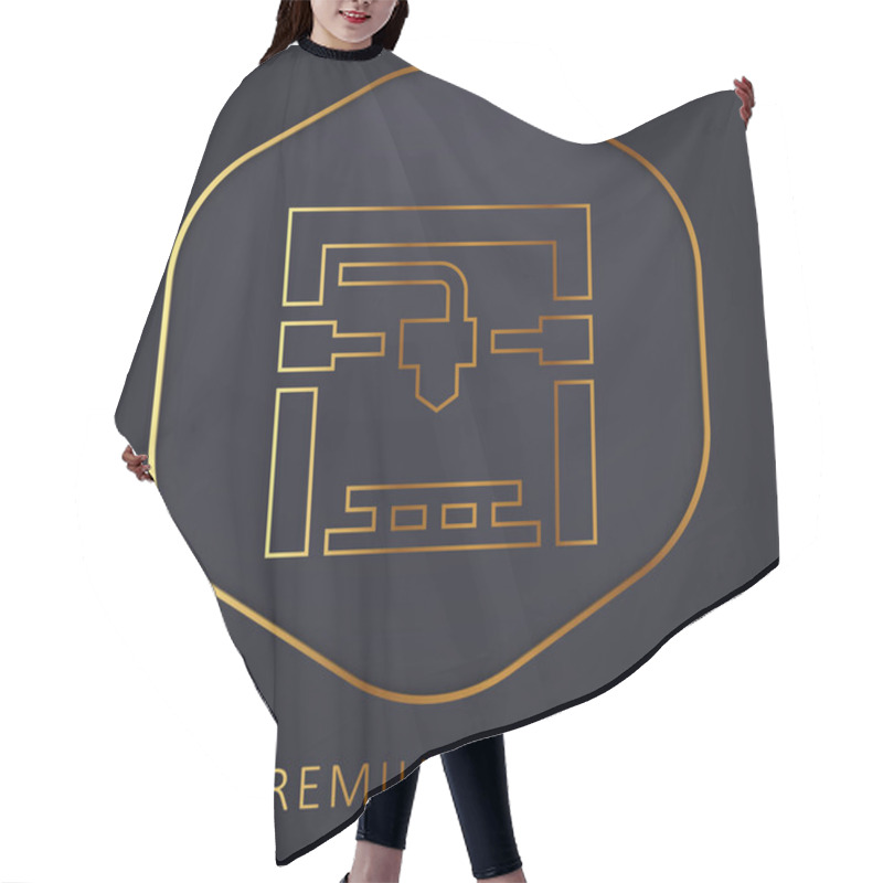 Personality  3d Printer Golden Line Premium Logo Or Icon Hair Cutting Cape