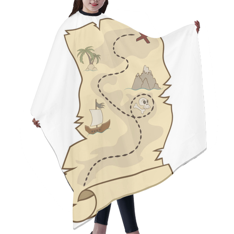 Personality  Pirate Treasure Map Vector Image Hair Cutting Cape