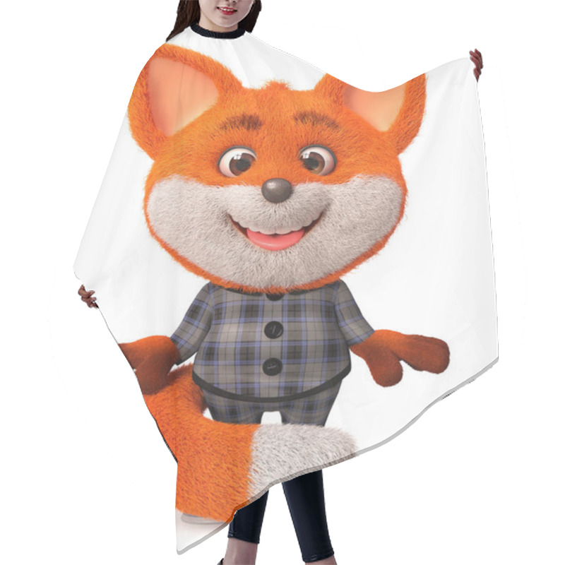 Personality  3d Illustration Funny Little Fox In Pajamas Hair Cutting Cape