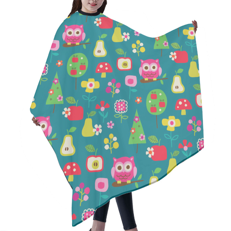 Personality  Owls And Fruits Pattern Hair Cutting Cape