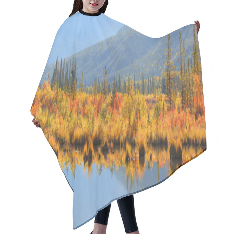 Personality  Panoramic View Autumn Bushes And Trees At Vermilion Lakes In Alberta, Canada Hair Cutting Cape