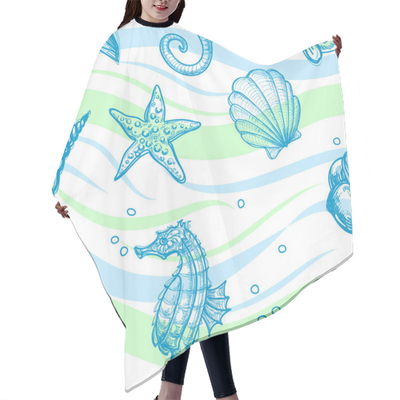 Personality  Marine Seamless Pattern Hair Cutting Cape