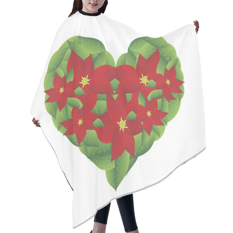 Personality  Red Poinsettia Flowers In A Heart Shape Hair Cutting Cape