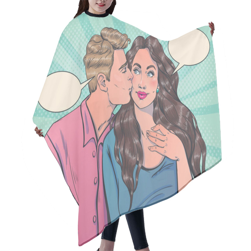 Personality  Romantic Vector Illustration In Pop Art Style On Love Story Theme.  Hair Cutting Cape