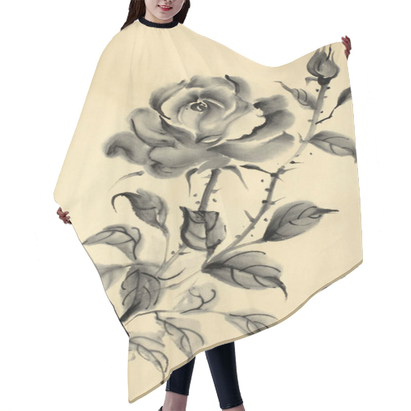 Personality  Drawing Of A Rose On A Gold Background Hair Cutting Cape