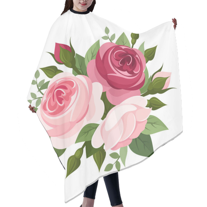 Personality  Red And Pink Roses. Vector Illustration. Hair Cutting Cape