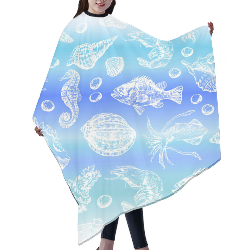 Personality  Decorative Sea Pattern  Hair Cutting Cape