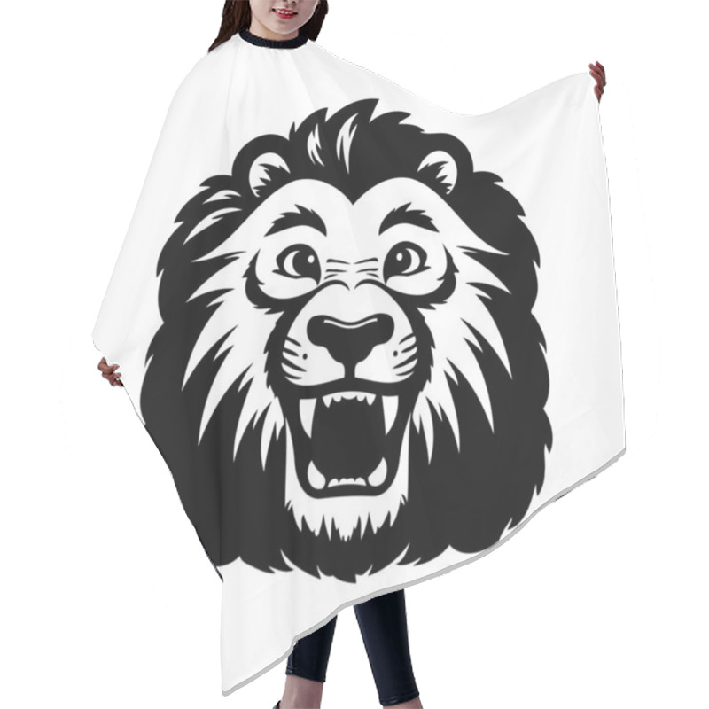 Personality  Roaring Lion Head Mascot.  Animal Graphic Design. Hair Cutting Cape