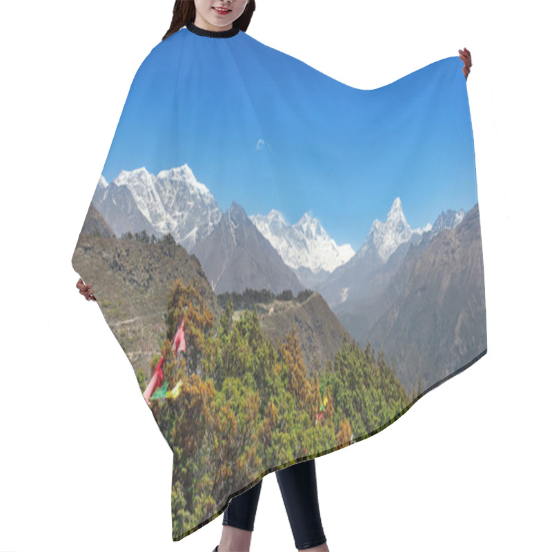 Personality  Panoramic View Of Himalaya Annapurna Mountain Range From Lookout In Nepal. Hair Cutting Cape