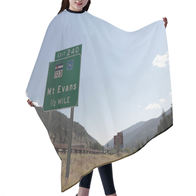 Personality  Person Walking Path Past Mt Evans I-70 Exit 240 Roadway Sign Hair Cutting Cape