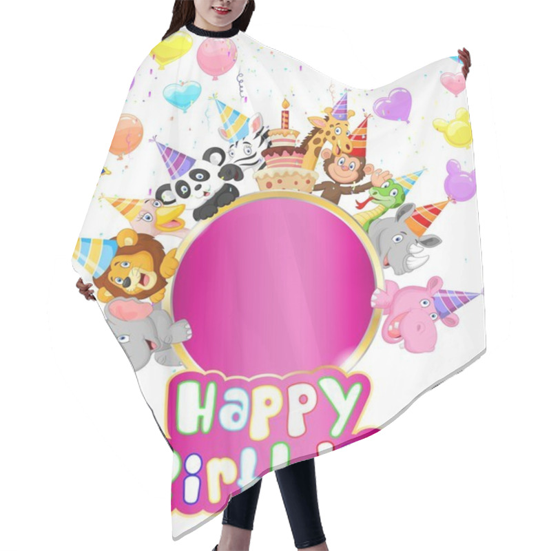 Personality  Birthday Background With Happy Animals Cartoon Hair Cutting Cape