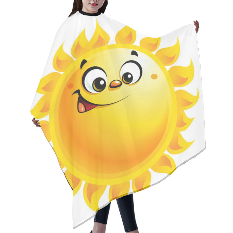 Personality  Happy Cartoon Yellow Sun Character Smiling Hair Cutting Cape