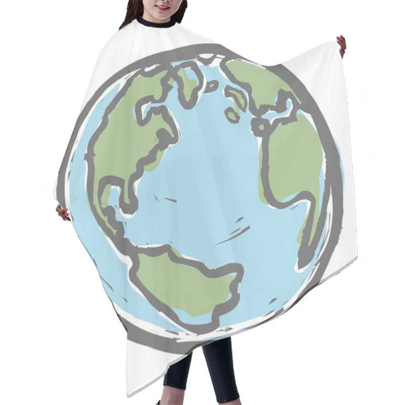 Personality  Hand Drawn Earth. Vector, EPS8 Hair Cutting Cape