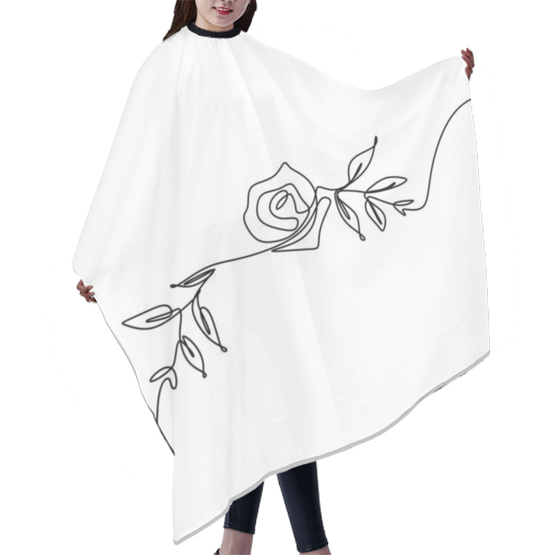 Personality  Continuous Line Drawing Of Rose Flower Minimalist Design Hair Cutting Cape