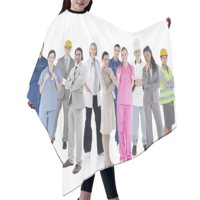 Personality  Large Group Of Workers Hair Cutting Cape