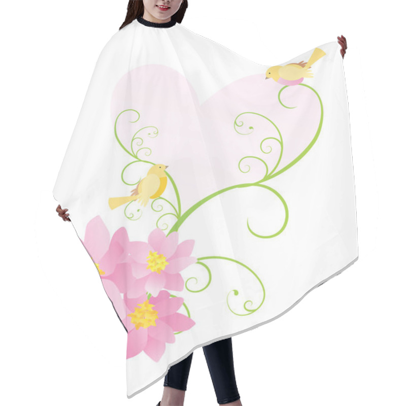 Personality  Birds With Pink Flowers Hair Cutting Cape