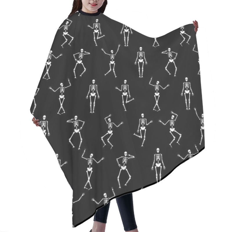 Personality  Dancing Skeletons. Abstract Seamless Pattern Hair Cutting Cape