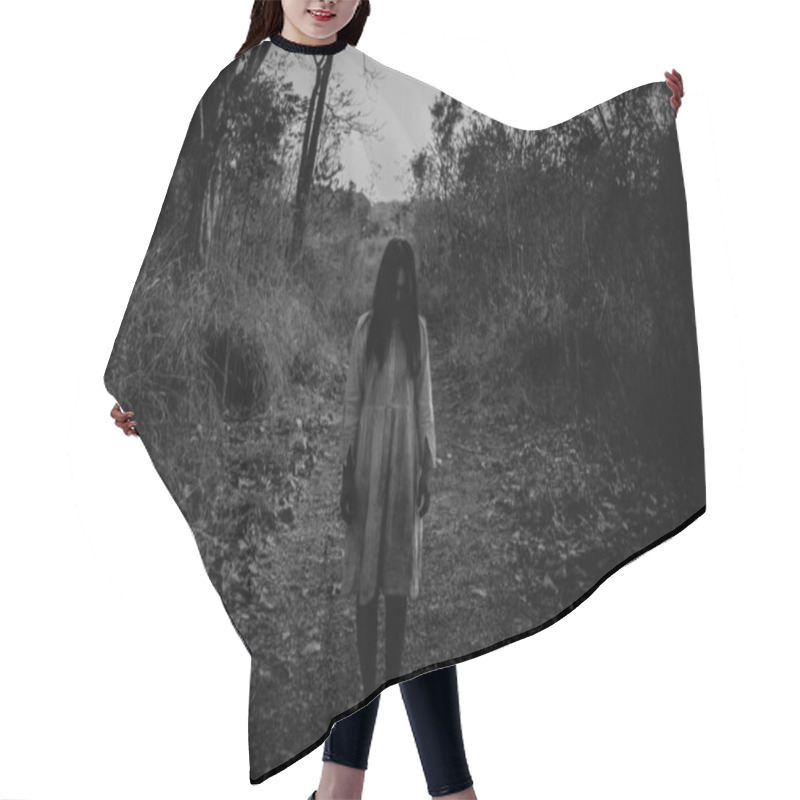 Personality  Portrait Of Asian Woman With Ghost Make Up, Horror Scene, Halloween Concept  Hair Cutting Cape