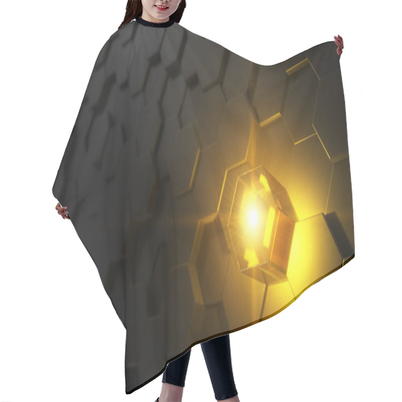 Personality  3d Illustration Of Hexagon Covered Wall. Hair Cutting Cape