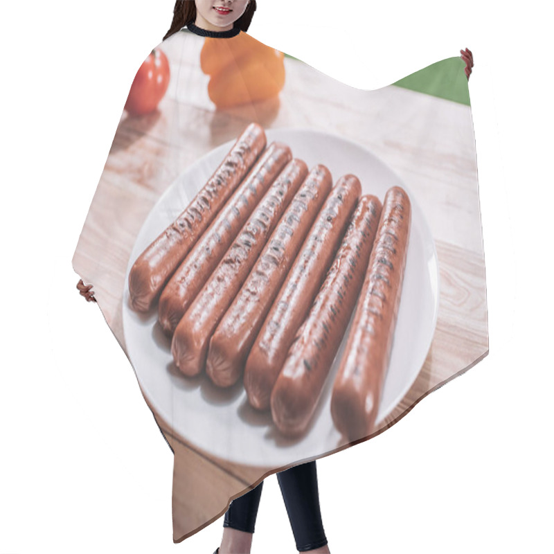 Personality  Grilled Sausages On Plate  Hair Cutting Cape