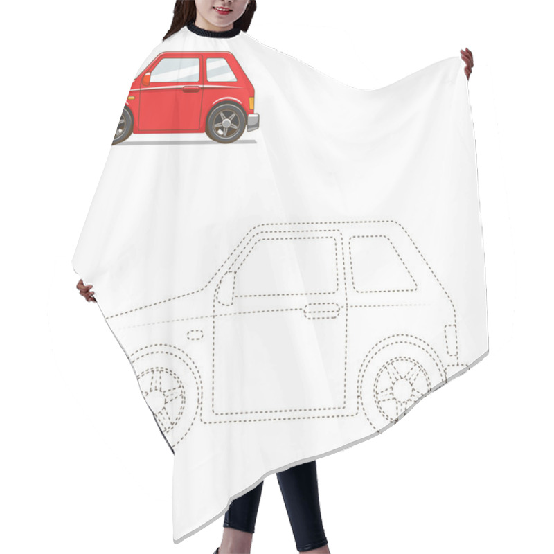 Personality  Draw Car Educational Game Vector Illustration Hair Cutting Cape