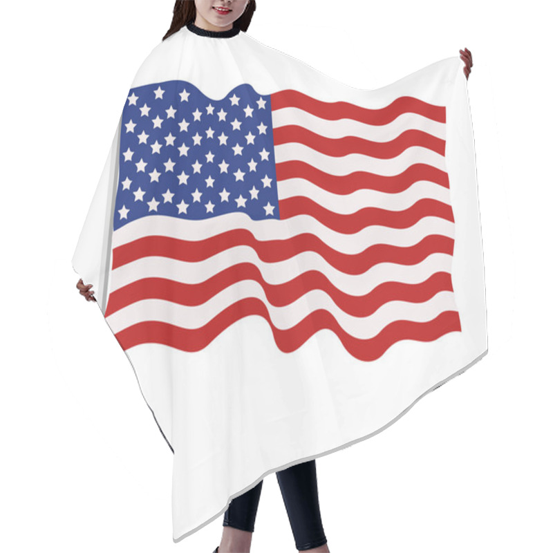 Personality  Flag Of America Is Developing In The Wind, On A White Background. Independence Day USA Hair Cutting Cape