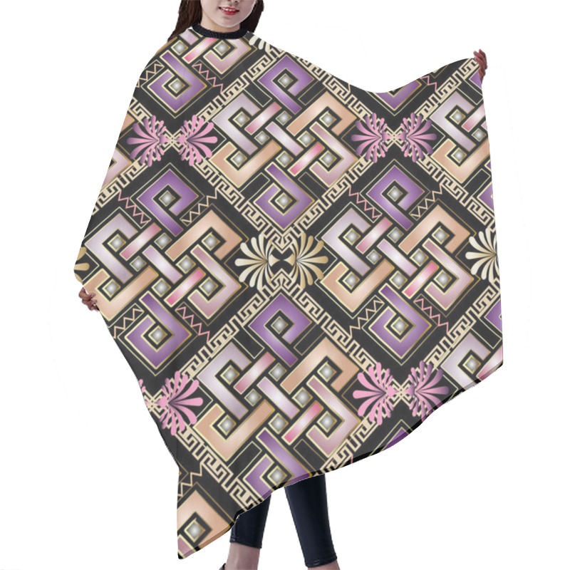 Personality  Celtic Style Abstract 3d Greek Seamless Pattern.  Hair Cutting Cape