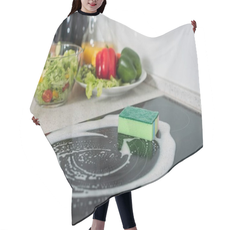 Personality  Cleaning Sponge And Soap On Kitchen Stove Hair Cutting Cape