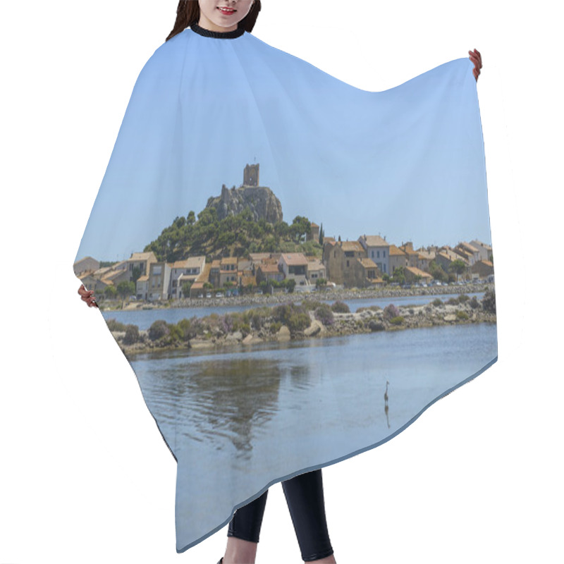 Personality  The Ponds And The Old Gruissan And The Barberousse Tower In The Background, In Aude In Occitanie, France Hair Cutting Cape